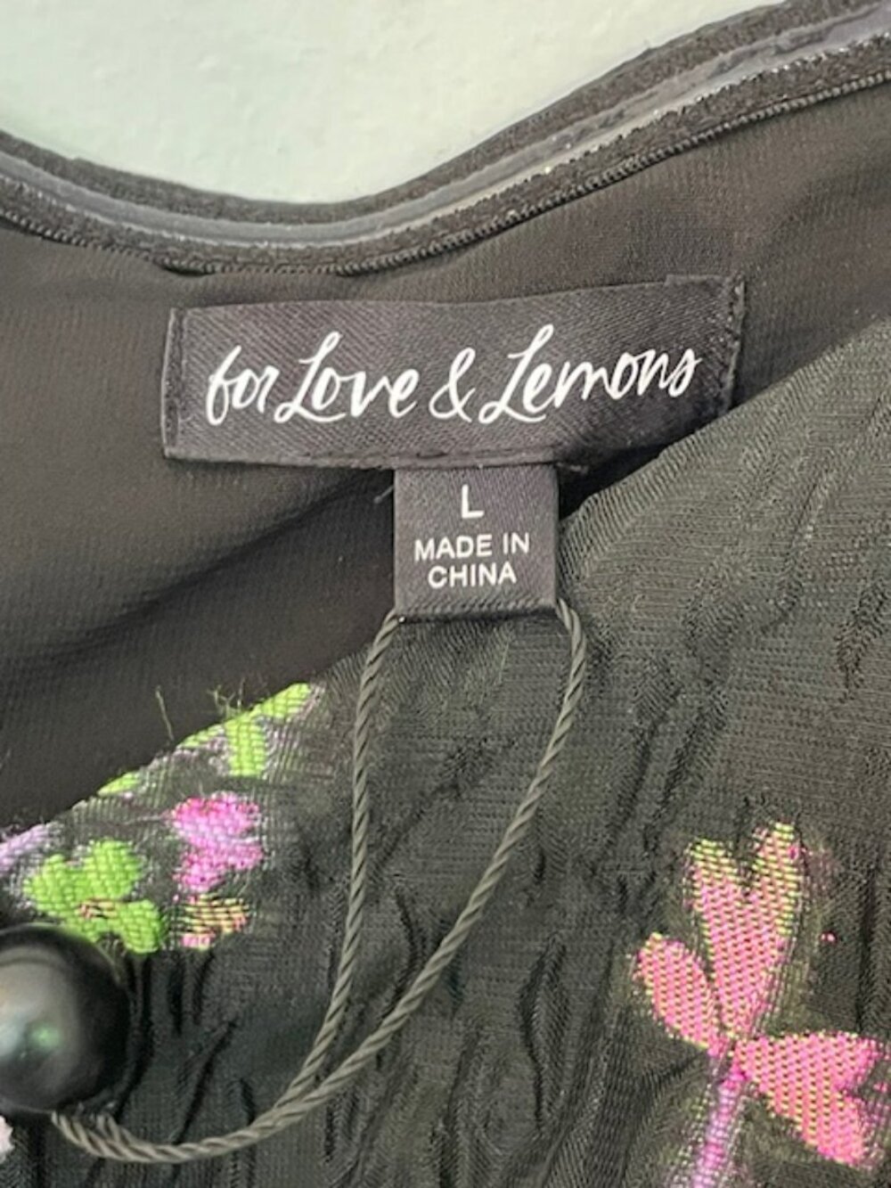 For Love & Lemons Puff Sleeve Floral Mini Dress Black Purple NWT Large - Picture 6 of 8